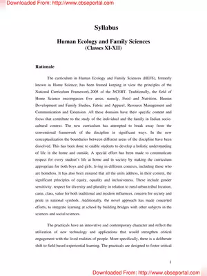 NCERT Human Ecology And Family Sciences Syllabus for Classes XI & XII