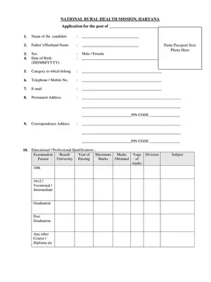 NHM Haryana Job Application Form