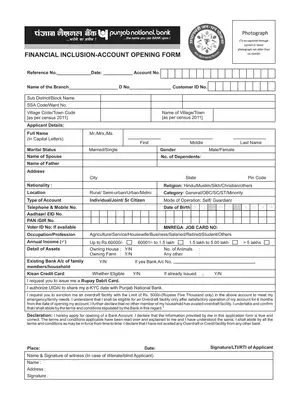 PMJDY Application Form PNB Bank PDF