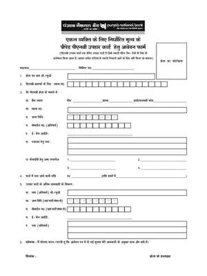 PNB UPHAAR Card Application Form Hindi