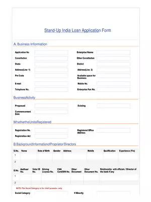 Stand Up Loan Application Form