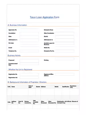 Tarun Loan Application Form