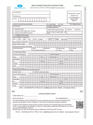TATA Power DDL New Connection Application Form