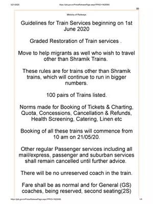 Train Services Guidelines from June 1