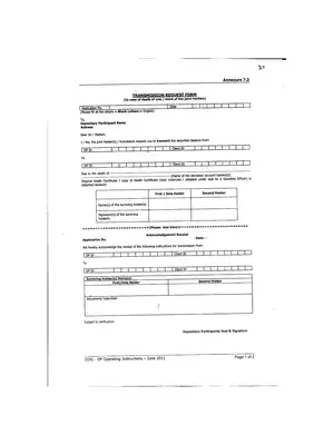 Union Demat Account Transmission Request Form for Joint Holder