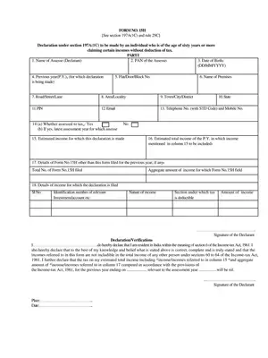 Canara Bank 15H Form PDF