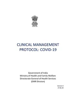 Clinical Management Protocol for COVID-19 by MoHFW