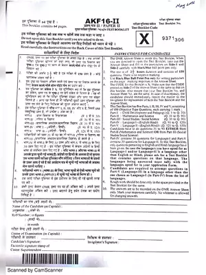 CTET Previous Year Question Paper 2 May 2016