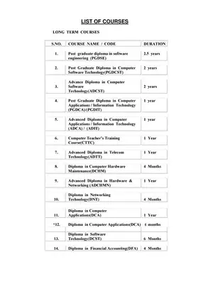 Diploma Course List
