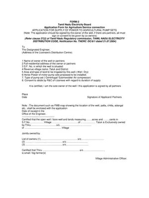 MP Agriculture Electricity Service connection Form