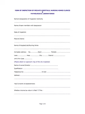 MP Private Hospitals/Nursing Homes & Pathological Labs Inspection Form
