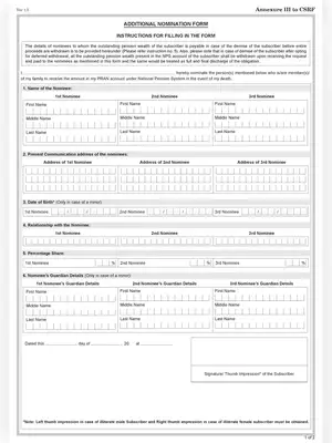 Post Office Additional Nomination Form