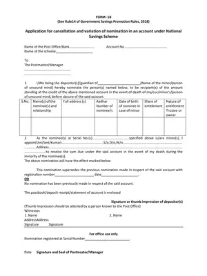 Post Office Change of Nomination Form PDF