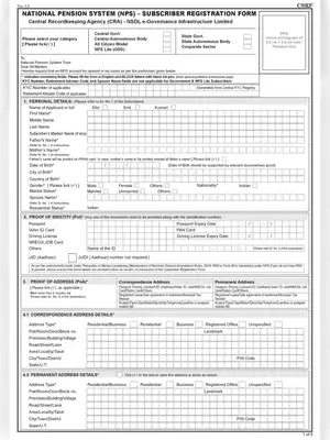 Post Office NPS Account Opening Form PDF