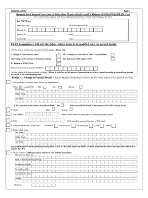 Post Office NPS Correction/Change Application Form