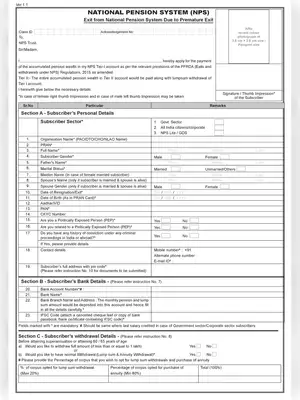 Post Office NPS Premature Claim Form 302 PDF