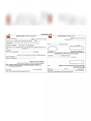 Post Office Withdrawal Form (Slip) PDF