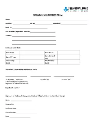 SBI Signature Verification Form PDF