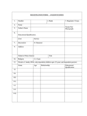 Tamil Nadu Ex-Servicemen Registration Form