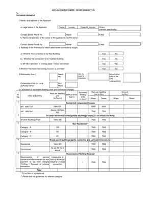 Tamil Nadu Water-Sewerage Connection Form