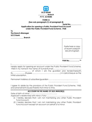 UCO Bank PPF Forms A to H PDF