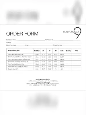 Vestige Order Form SF9