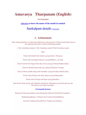 Amavasya Tharpanam in English