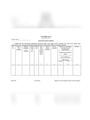 Annual Increment Certificate Form West Bengal