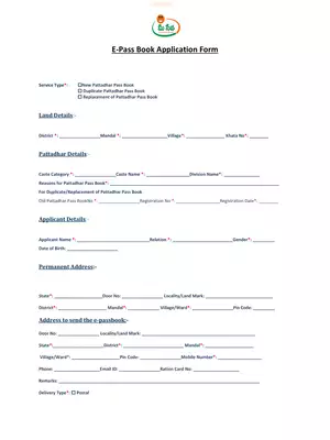 AP Meeseva E-Passbook Form
