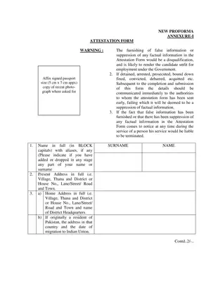 Attestation Form for Legal Affairs