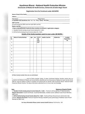 Ayushman Bharat Application Form