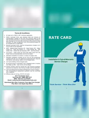 Blue Star AC Services Rate Card PDF