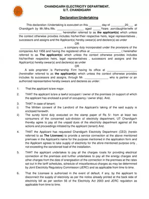 Chandigarh Electricity Agreement & Other Forms