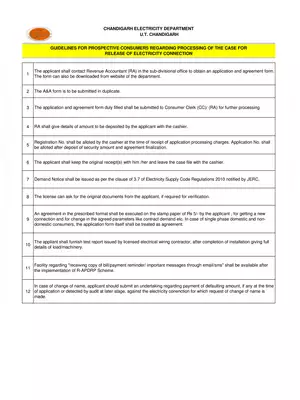 Chandigarh Electricity New HT Connection Form