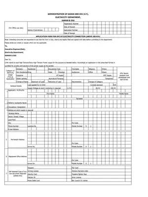 DDED New Electricity HT Connection Form