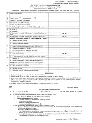 EPF Return Form 11 (Self Declaration Form)