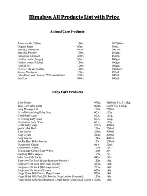 Himalaya All Products List with Price