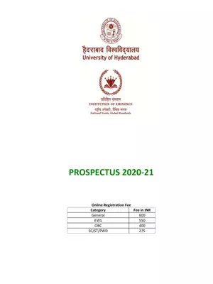 Hyderabad University Prospectus 2020-21