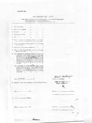 Leave/Earned Leave Form West Bengal