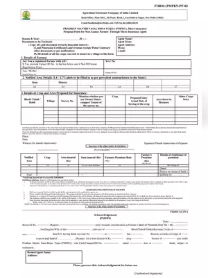 PM Pik Vima Yojana Application Form