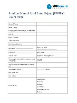 PMFBY Claim Form SBI