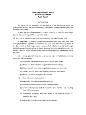 Revision of Pay & Allowance (ROPA) 2019 West Bengal