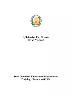 Tamil Nadu Syllabus for Play School