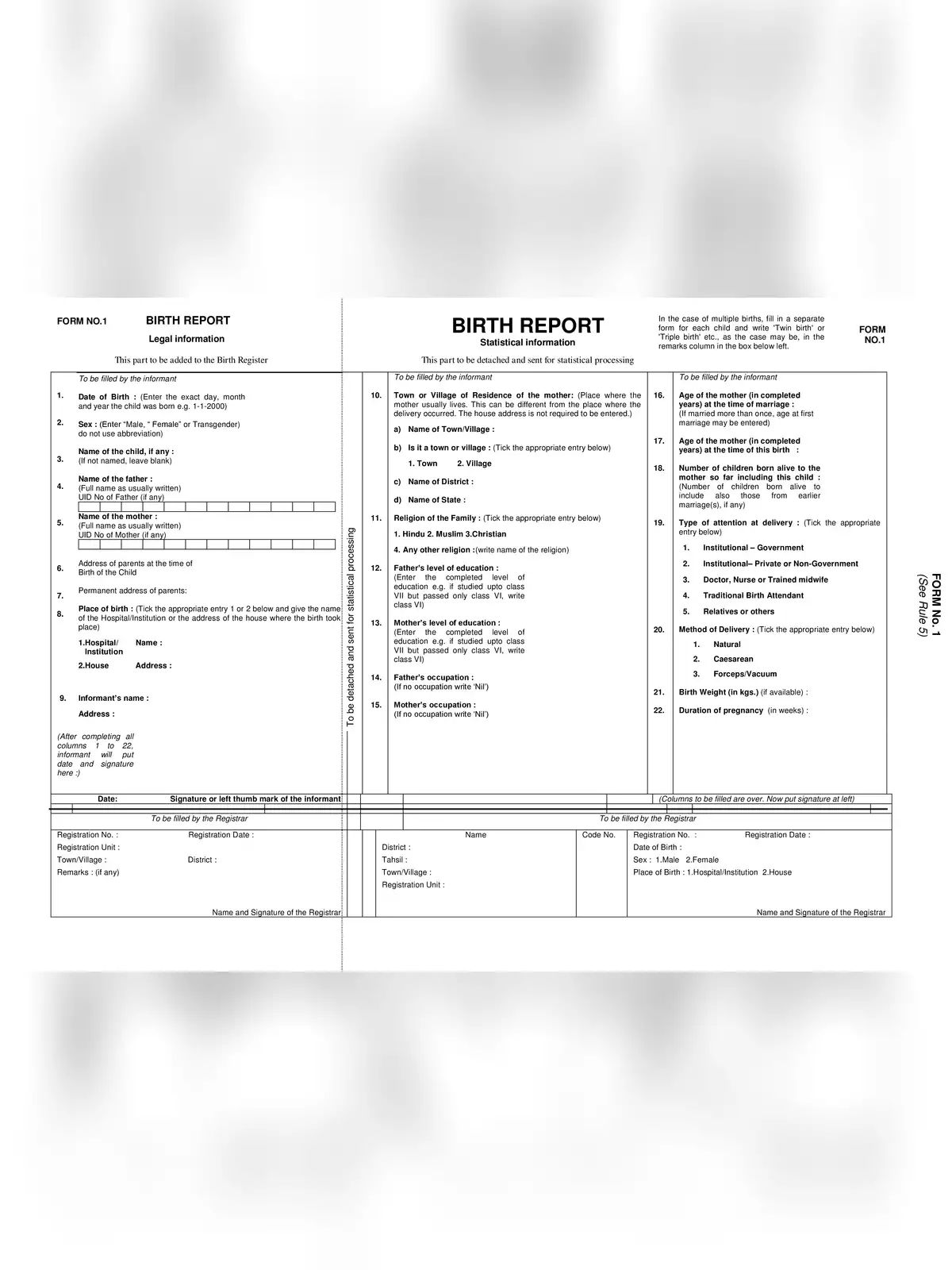 Birth Report Form