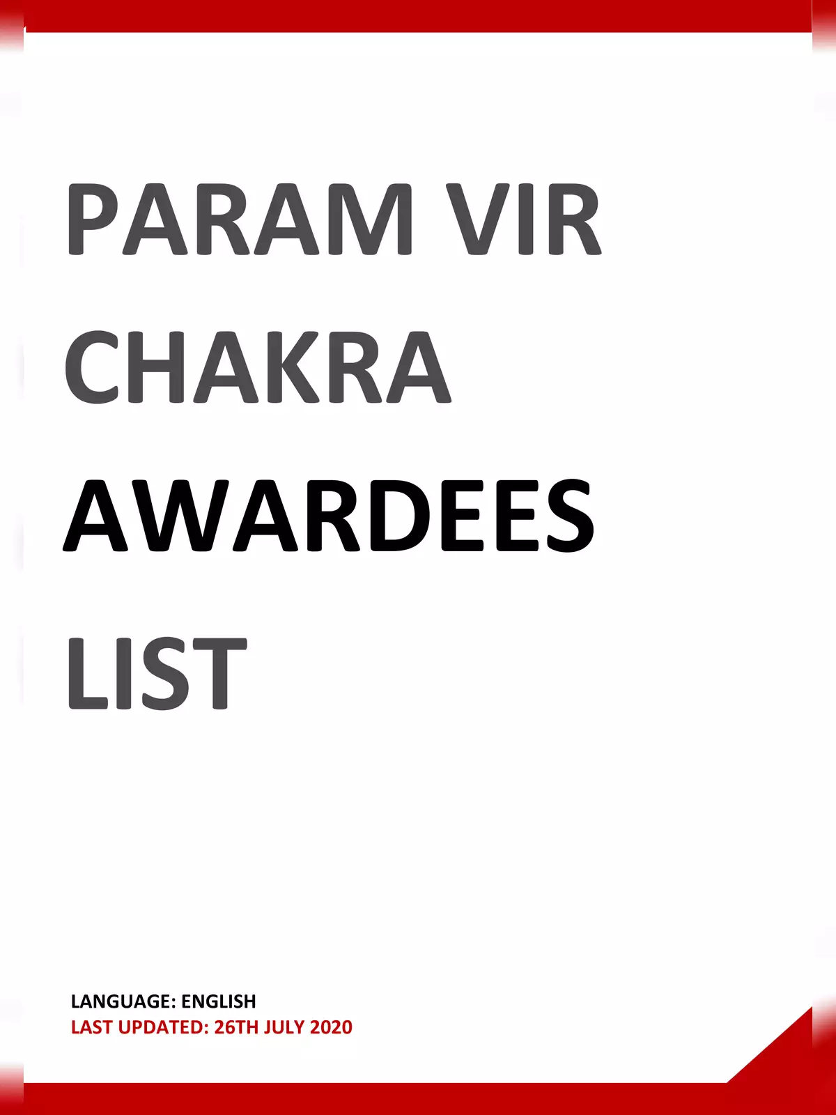 Param Vir Chakra Awardees List