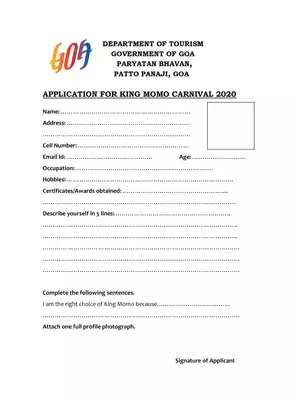 Carnival 2020 King Momo Entry Form Goa