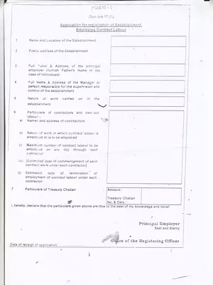 Contract Labour Registration Application Form Jharkhand