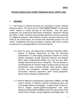 Draft Defence Production and Export Promotion Policy (DPEPP 2020)