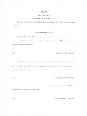 Election Nomination Form Tamil Nadu