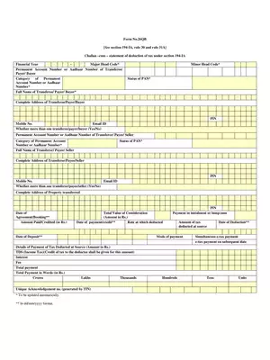 Form No- 26QB Statement of Deduction of Tax